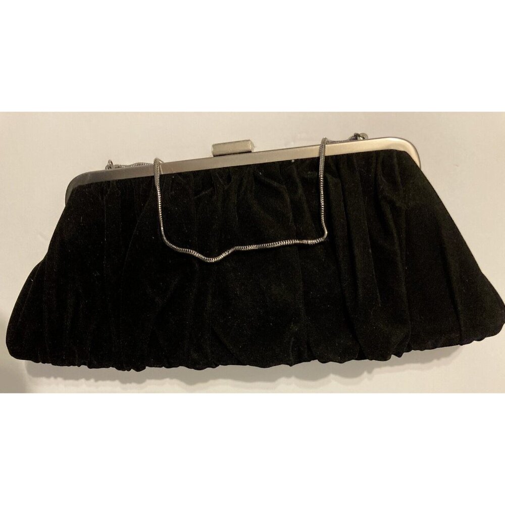 Mary Kay Black Velvet Clutch Evening Handbag Purse Wedding Formal 12" L 14" Chai